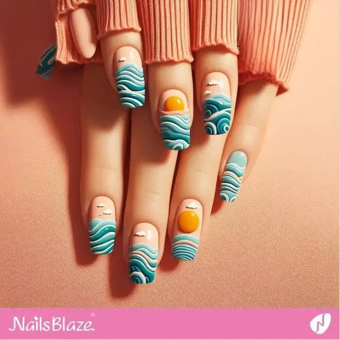 3D Ocean Waves in a Sunny Day Nail Art | Save the Ocean Nails - NB3273